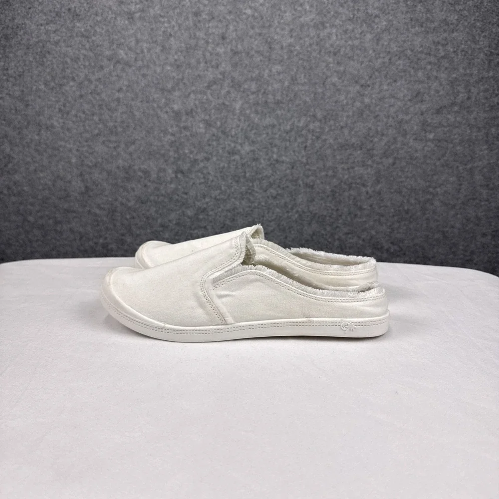 Jellypop Womens White Canvas Slip On Mule Sneakers Frayed Edge Size 10M‎